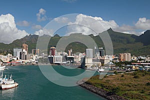 Sea bay and city. Port Louis, Mauritius