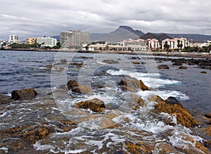 Sea bay of Los Cristianos city, Tenerife.Canary Islands