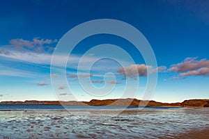 Sea bay at low tide. Far North, Barents Sea in Russia