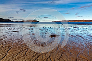 Sea bay at low tide. Far North, Barents Sea in Russia