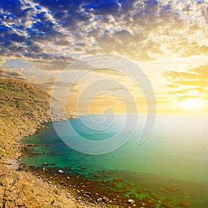 Sea bay at the sunset