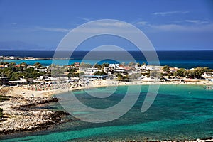 The sea and the beach from a bird\'s eye view in Stavros on the island of Crete