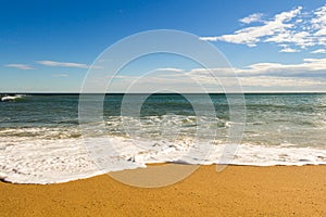 Sea beach blue sky sand sun daylight relaxation landscape viewpoint for design postcard and calendar