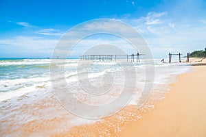 sea beach blue sky sand sun daylight relaxation landscape viewpoint for design postcard and calendar in Phuket, thailand Seascape