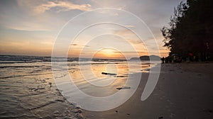 Sea beach blue sky sand sun daylight relaxation landscape viewpoint for design postcard and calendar in thailand