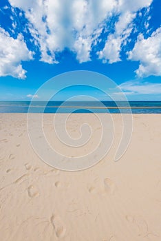 sea beach blue sky sand sun daylight relaxation landscape viewpoint for design postcard and calendar in thailand