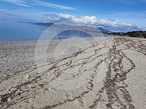 Sea beach blue in winter sunny day in monolithi  preveza photo