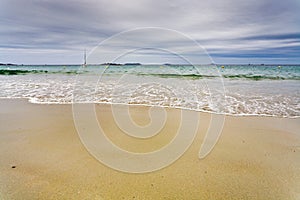 Sea beach in cloudy day in Perros-Guirec, Brittan