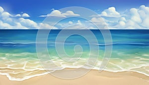 Sea beach. Sand and wave. Realistic vector background