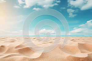 Sea beach with white sand beach blue sky with clouds, Summer Holiday background