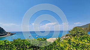 sea beah trees summer holidays in greece agios nikitas village in lefkada island photo