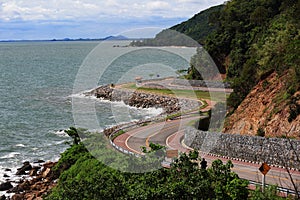 Sea and beautiful road with blue sky