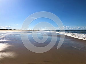 Sea, beauty, enchanting light and magical sunset in Matalascanas, Huelva Province, Andalusia, Spain