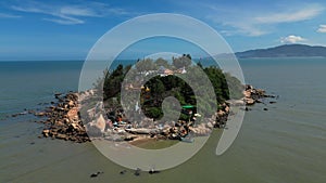 The sea from a bird's eye view. Scenic Island Vietnam, mountain. Aerial top view Island name Hon Do, Nha Trang