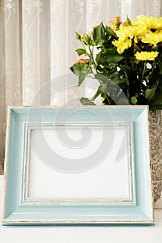 Sea Blue Frame Mock Ups, Digital MockUp, Display Mockup, Sea Styled Stock Photography Mockup, Colorful Desktop Mock Up. Rustic vas