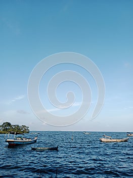 Sea blue water boat cloud beautifull island