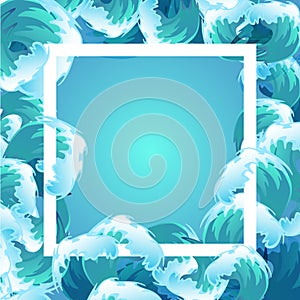 Sea blue water wave frame