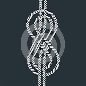 Sea boat rope eight knot vector illustration isolated marine navy cable natural tackle sign