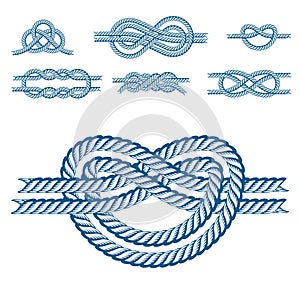 Sea boat rope knots vector illustration isolated marine navy cable natural tackle sign