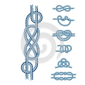 Sea boat rope knots vector illustration isolated marine navy cable natural tackle sign