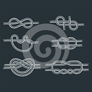 Sea boat rope knots vector illustration isolated marine navy cable natural tackle sign