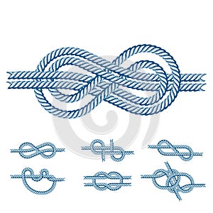 Sea boat rope knots vector illustration isolated marine navy cable natural tackle sign