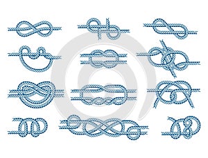 Sea boat rope knots vector illustration isolated marine navy cable natural tackle sign