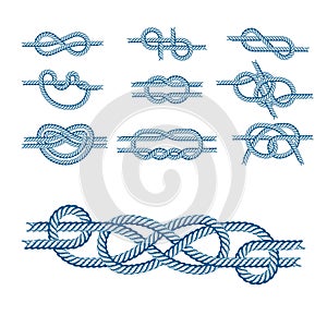 Sea boat rope knots vector illustration isolated marine navy cable natural tackle sign