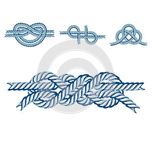 Sea boat rope knots vector illustration isolated marine navy cable natural tackle sign