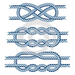 Sea boat rope knots vector illustration isolated marine navy cable natural tackle sign