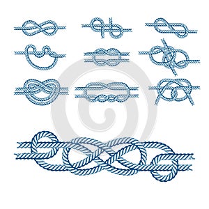 Sea boat rope knots vector illustration marine navy cable natural tackle sign
