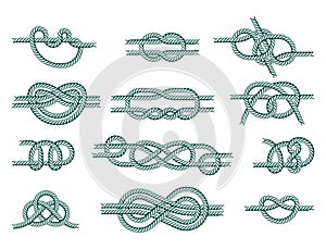 Sea boat rope knots vector illustration marine navy cable natural tackle sign