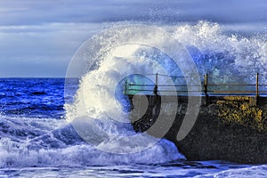 Sea Bondi Rockpool wave hit