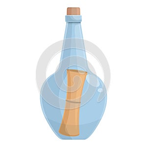 Sea bottle message icon cartoon vector. Water glass