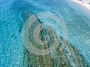 Sea bottom seen from above, Zambrone beach, Calabria, Italy.