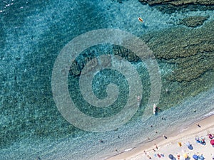 Sea bottom seen from above, Zambrone beach, Calabria, Italy. Aerial view