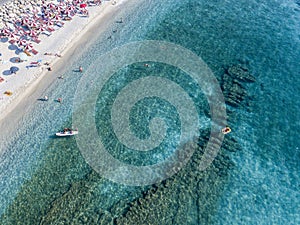 Sea bottom seen from above, Zambrone beach, Calabria, Italy. Aerial view