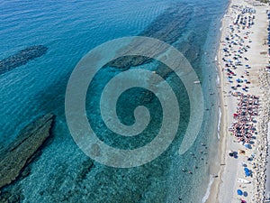 Sea bottom seen from above, Zambrone beach, Calabria, Italy. Aerial view