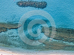 Sea bottom seen from above, Zambrone beach, Calabria, Italy. Aerial view