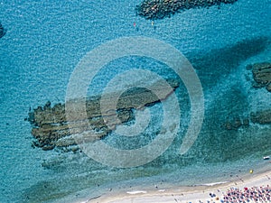 Sea bottom seen from above, Zambrone beach, Calabria, Italy. Aerial view