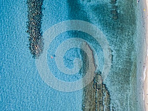 Sea bottom seen from above, Zambrone beach, Calabria, Italy. Aerial view