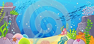 Sea bottom. Vector illustration with a background