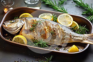 Sea bream or dorada fish grilled baked fish dorado