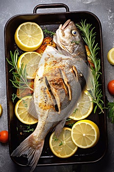 Sea bream or dorada fish grilled baked fish dorado