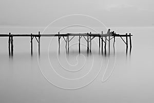 Sea bridge black and white