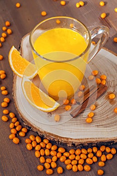 Sea buckthorn tea with oranges and cinnamon