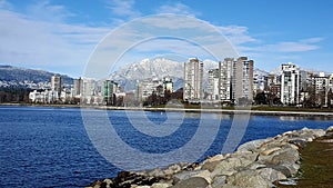 Sea Building Mountains winter Vancouver