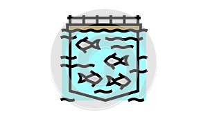 sea cages salmon color icon animation