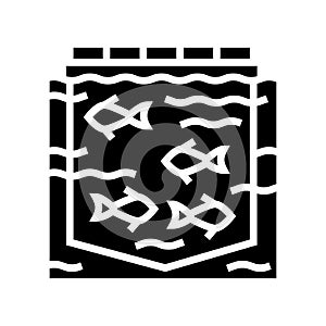 sea cages salmon glyph icon vector illustration