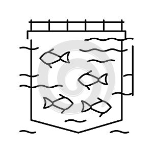 sea cages salmon line icon vector illustration